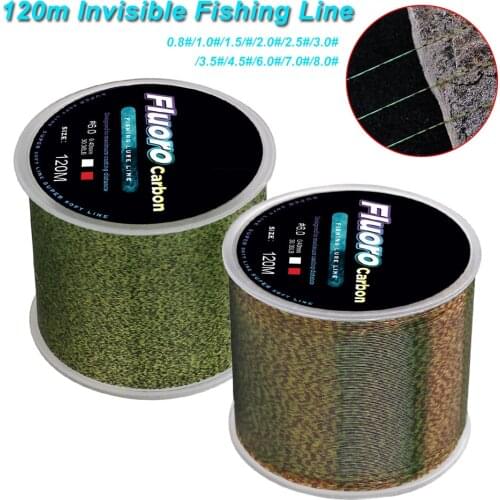 120m Invisible Fishing Line Speckle Fluorocarbon Coating Fishing Line 0.14mm-0.50mm 4.13LB-34.32LB Super Strong Spotted Line New