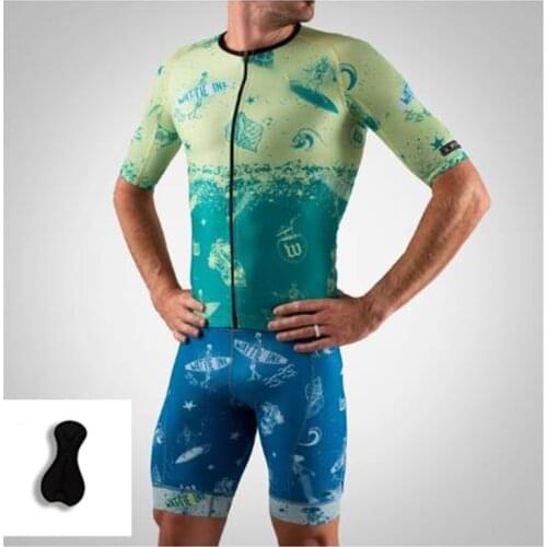Summer Men Cycling Jumpsuit Triathlon Cycling Suit Swimming Running Mountain Bike Bicycle Clothing Non-Slip Ribbon