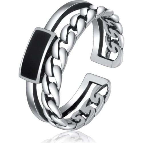 Summer Vintage Black Chains Rings For Women Boho Geometric Female Finger Rings Party Bohemian Jewelry Korean Gift