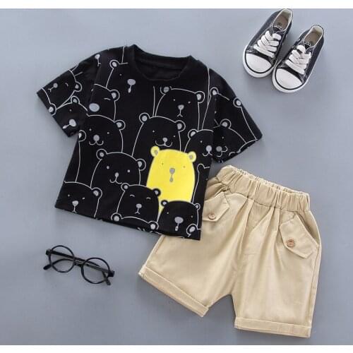 Hot Sale Kids Clothing Sets Cartoon Print Children Clothing Casual Baby Boy Clothes 2 Pcs O-neck Sports Suit for Children 1-4 Y