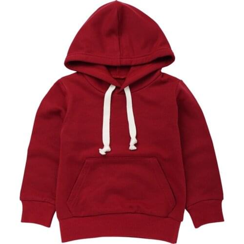 Fashion Baby Hooded Solid Color Toddler Baby Kids Boys Girls Sweatshirt Tops Clothes Casual