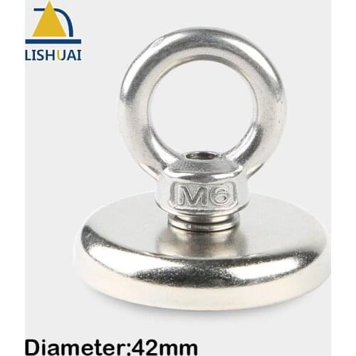 LISHUAI 1PC D42 Powerful Circular NdFeB Recovery Magnet/Deep Sea Salvage Round Magnets/Treasure Hunting Tool/Coin Picking