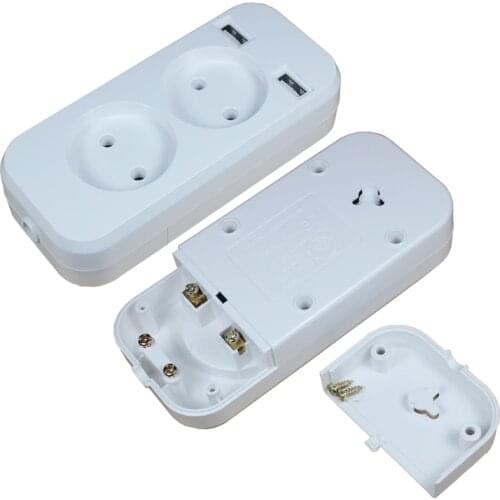 New Electrical Power Strip 2 socket European 5V 2A USB extension socket LE-01 White color KF-ATkg-1