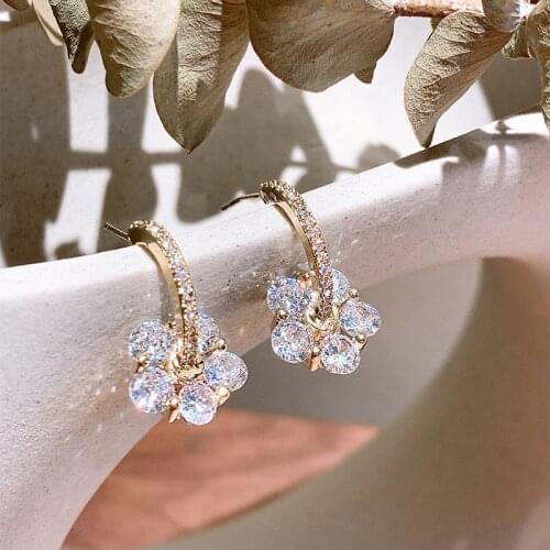 2020 new crystal flower gold earrings for women wedding Earrings Fashion Jewelry Gifts