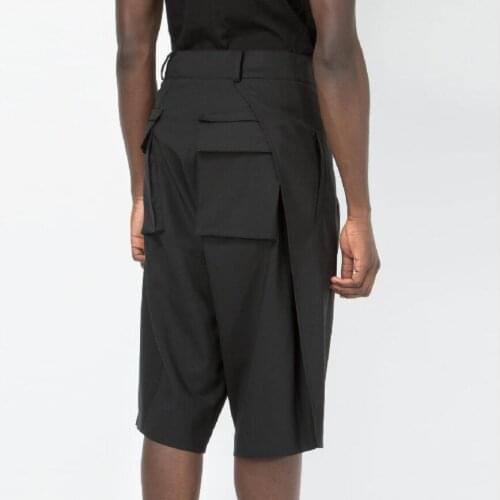 27-44 Original New Men Clothing Double Layer Stitching Shorts Irregular Personality Design Hairstylist Gd Tide Shorts Costumes