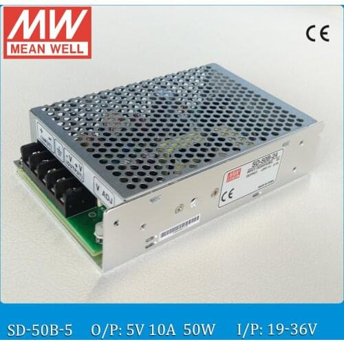 Original MEAN WELL converter SD-50B-5 Input 19~36VDC to Output 50W 10A 5VDC enclosed type converter