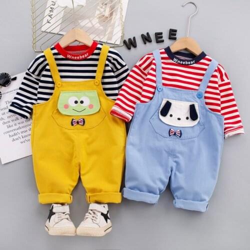 Autumn Toddler Clothing Sets Baby Boys Clothes Suits Causal Strips T-Shirt Pants Animals Overalls Children Kids Casual Costume