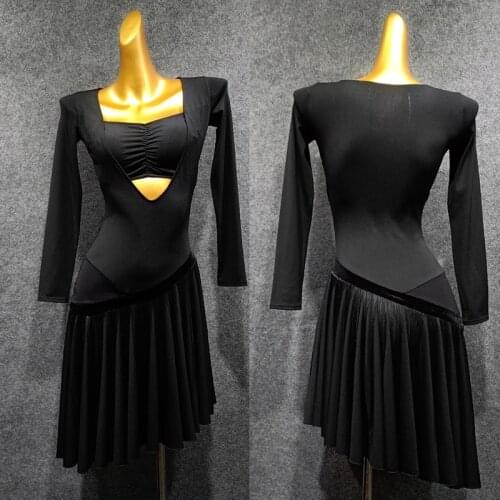 2021 Latin Dance Dress For Women Long Sleeve Practice Dress Female Adult Chacha Samba Tango Latin Dance Competition Dress DN7591