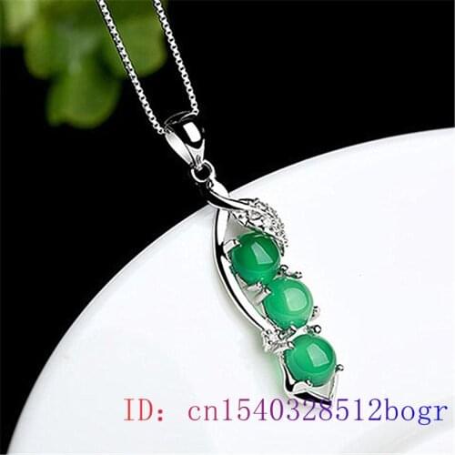 Jade Bean Pendant Hetian Amulet Women Natural Fashion Chalcedony Gifts Jewelry Charm Chinese Necklace 925 Silver