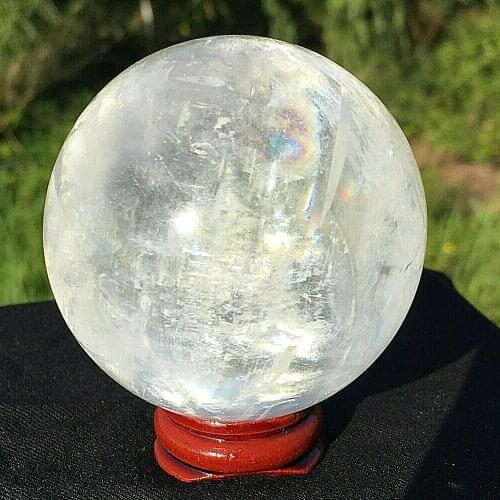 Natural Iceland Spar Ball Quaryz Crystal Calcite Sphere Chakra Healing Crystal Stone Meditation Mineral Specimen Home Decoration