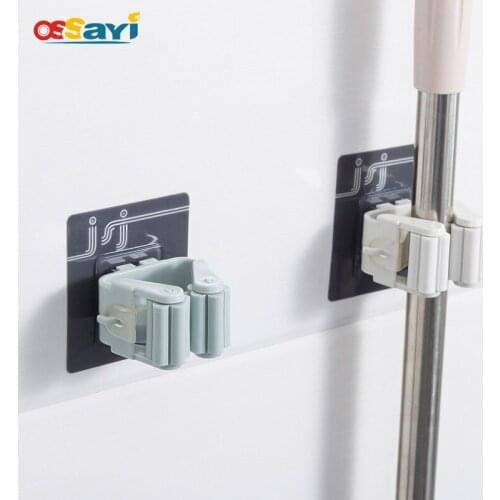 Self-adhesive Mops Hanging Hooks Bathroom Wall Suction Mops Holder Hanger Organization Home Swab Storage Rack