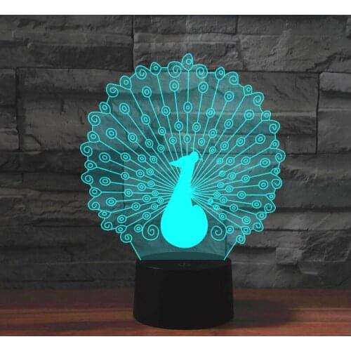 [Seven Neon]Peacock Acrylic 7Colors Desk Lamp 3D Lamp Novelty Led Night Light Millennium Falcon Light