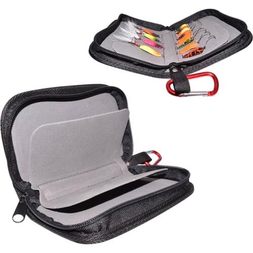 Fly Spoon Lures Bag EVA Liner Waterproof Shockproof Black Portable Fishing Lure Box Carrier Storage Case Fishing Tackle Boxes