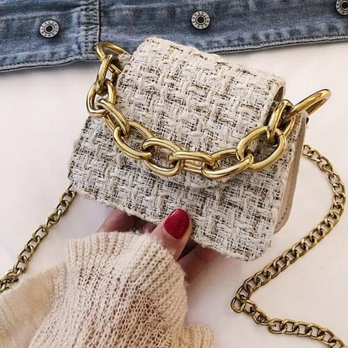 Fashion Women Woolen Messenger Bag Mini Shopping Shoulder Bags Retro Small Chain Crossbody Handbag Luxury Bolsos Para Mujer