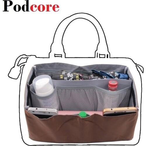 Bag in bag Handbag Wallet Purse Insert Organizer Tote Package Bag for Women Fit Speedy 25&30&35; Coffee Color