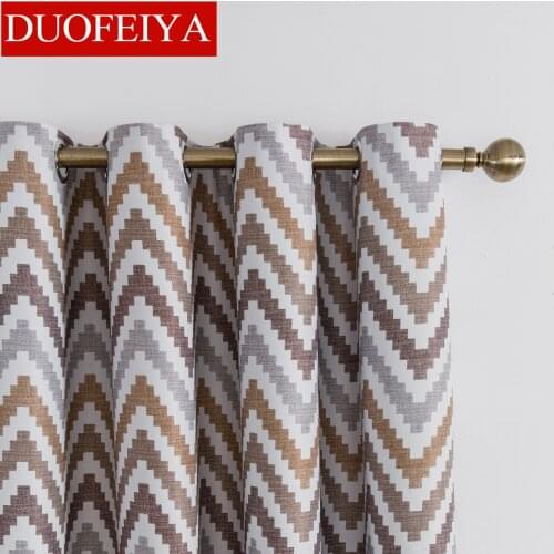 Blackout Curtains Geometric Wave Printedl Living Room Curtains Blind Curtains for Living Room Bedroom Coffee Blue