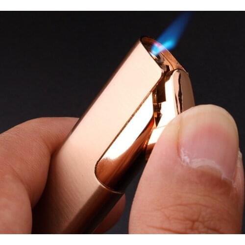 Slim and long windproof metal Long Strip lighter can be filled with gas blue flame Smoking Accessories