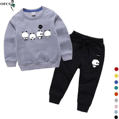 Spring Boys Girls Retail Clothing Suit Toddler Cotton Cartoon T Shirt Tops + Sports Pants Outfits Newborn Childrens Clothes 2Pc