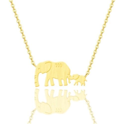 Vintage Origami Elephant Necklace Animal Necklace Women Elephant Necklaces & Pendants Chocker Silvered Mom and Son Necklace