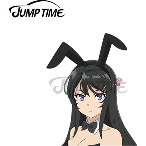 JumpTime 13 x5cm Mai Sakurajima Bunny Girl Peeker Car Stickers Waterproof Scratch-proof Custom Printing Window Graffiti Stickers