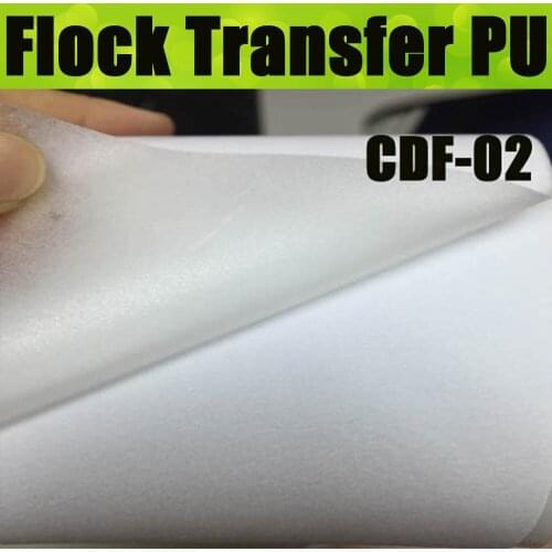 High quality CDF-02 White Flock heat transfer vinyl for clothes, fabric flock transfer PU with free shipping 0.5X1M/lot
