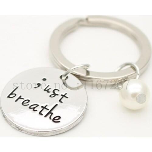 Just Breathe Semicolon Jewelry Mental Health Awareness Hand Stamped Jewelry Suicide Prevention Depression Awareness
