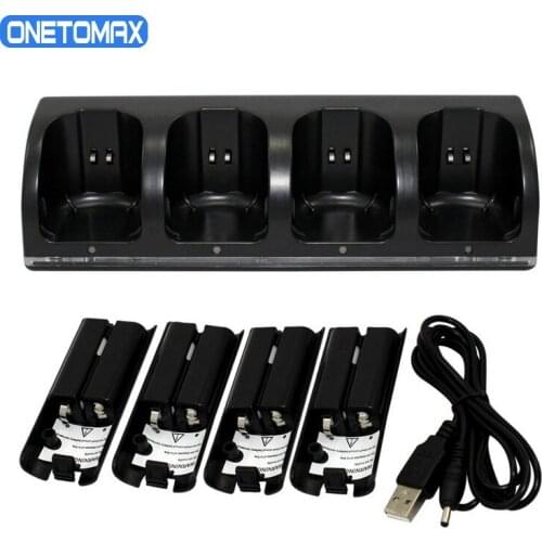 4 Port Charger Dock Charging Dock Station + 4pcs 2800mAh Batteries + USB Cable for Wii Remote Controller Gamepad Battery Charger