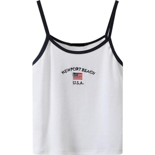 Sweet Women Soft Cotton O Neck Sling 2021 Summer Fashion Ladies High Street Sexy Sling Female Printed Slim Vest Top