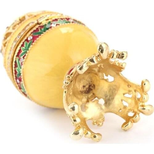 Golden Faberge-Egg Hand Painted Jewelry Trinket Box Gift for Easter Home Decor