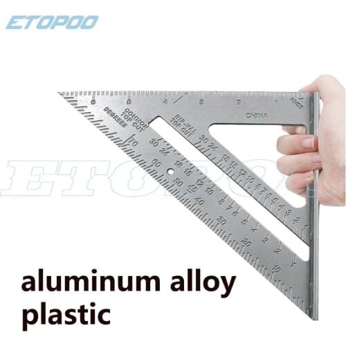 1PCS 45 Degrees Triangle Ruler Measuring Tool Aluminum Alloy Square Angle Ruler Woodworking 7"/180mm Protractor