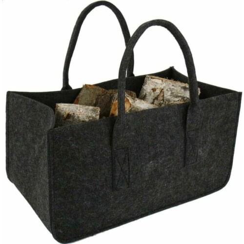 1 Pieces Fireplace Wood Felt Storage Bag Basket Magazine Rack Firewood Pocket