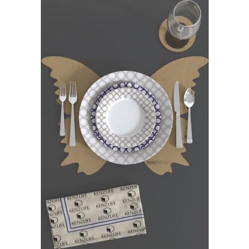 12pcs/set Solid Design Placemats With Coaster Non Slip Table Mats Kitchen Wood Mdf Accessories Home Pad Coaster Dining Table