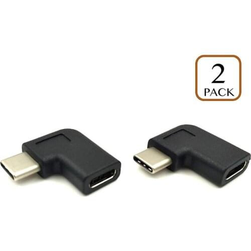2-Pack) 90 Degree USB C Type C Male to Female Adapter, Right & Left Angled 90 Degree USB-C USB 3.1 Type-C Male to Female