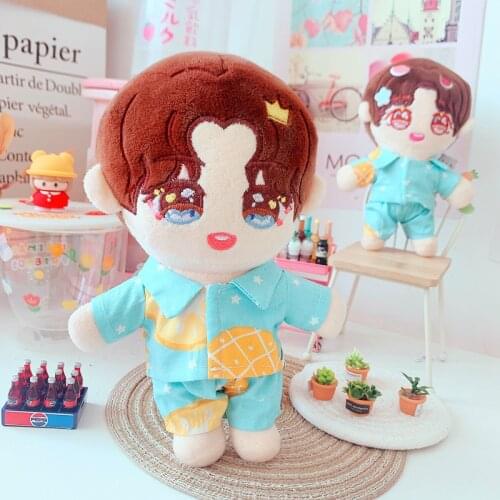 20cm Sean Xiao Xiao Zhan KUN Doll DIY pineapple stripe shirt Set Doll Clothes Childrens Christmas gifts for fans