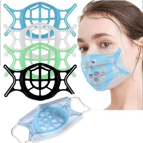 5Pcs/Set 3D Face Mask Bracket Holder Lipstick Adult Men Women Dustproof Mask Respirato Breathable Reusable Mask Inner Cushion