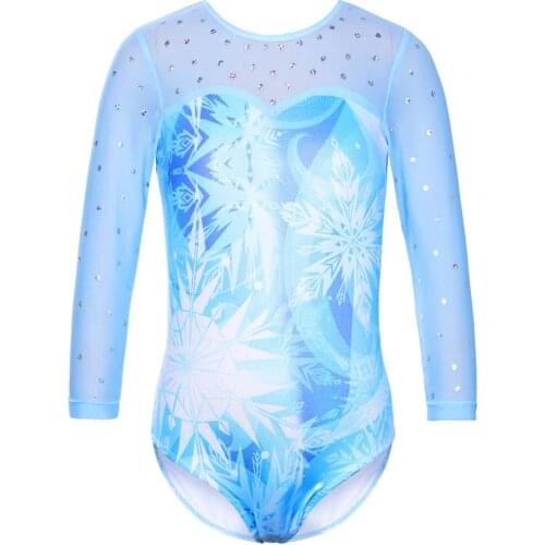 BAOHULU 3-12 Years Ballet Leotard Seven Quarter Sleeve Gymnastics Leotard Sequin Soft Touching Dance Leotard for Girls Ballerina