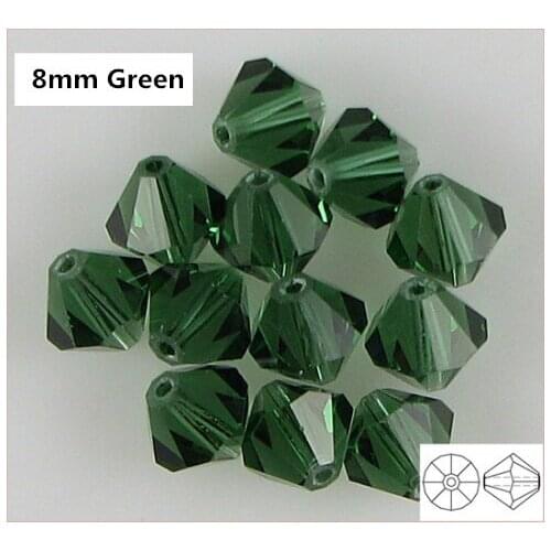 Free Shipping! 144pcs/Lot, AAA Chinese Top Quality 8mm Green Crystal Bicone Beads