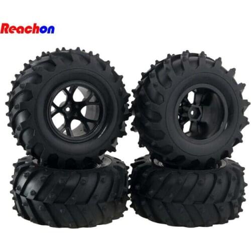 Free Shipping 4PCS 1/10 HPI RC Monster Truck Tires Heng Long HSP RC Crawler Car Rubber Tire With Wheel Hubs 125mm
