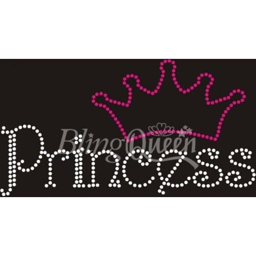 BlingQueen 25PCS/LOT Custom Rhinestone Hot Fix Iron On Transfers Princess Crown Design