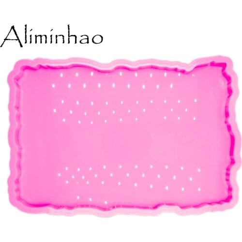 DY0469 Shiny High Quality 8*12.2inch Square Shape Silicone Molds Epoxy Resin DIY Geode Coasters Mould for Trays