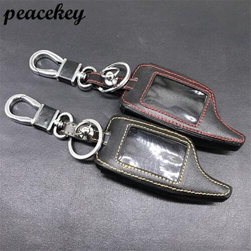 Leather car key case for Scher Khan Magicar 5/6 Leather Case For Scher-khan Magicar M5 M6 Alarm Remote Keychain Cover Protector