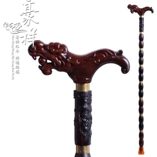 Laos red wood leading real wooden crutches elderly walking stick cane elderly high-grade mahogany He Shouli product