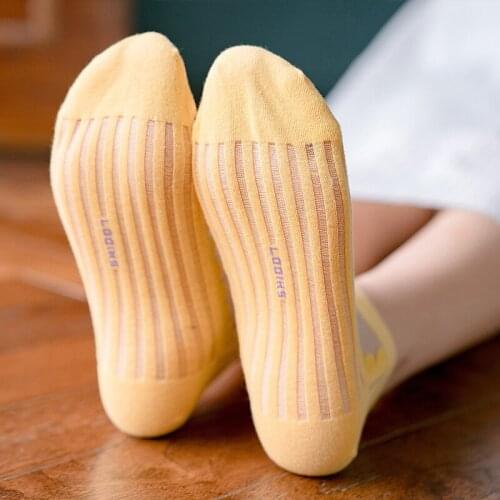 Glass cotton bottom summer ladies transparent socks Cotton bottom non-slip Refreshing student socks Free shipping