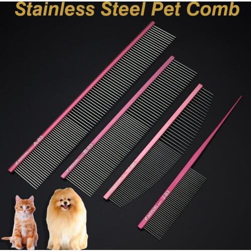 Metal comb for pets, comb for dogs and cats, stainless steel, hairbrush for pet grooming