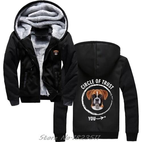 MenS Fashion Print Sweatshirt winter Style Hoody thick hoodie Circle Of Trust Boxer - Gift For Dog Lover Shirt Jacket Tops