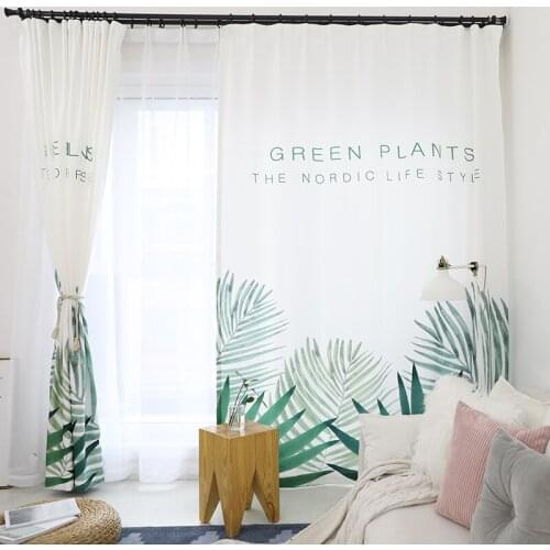 Custom 1x Window Drape Panel Living Room Curtain Window Dressing Cover 150cm x 270cm Palm Leaves Nordic White