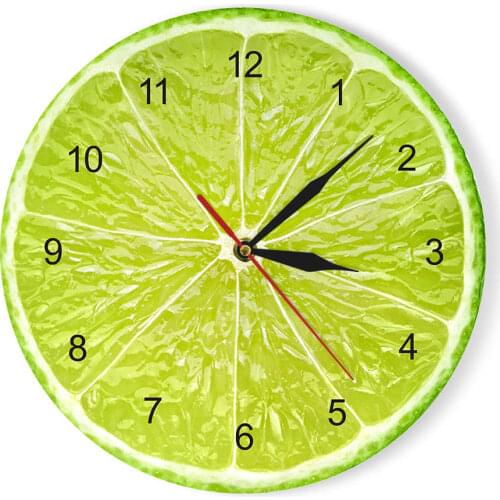 Orange Lemon Fruits Wall Clock in the Kitchen Lime Pomelo Modern Design Clocks Watch Home Decor Wall Art Horologe Non Ticking