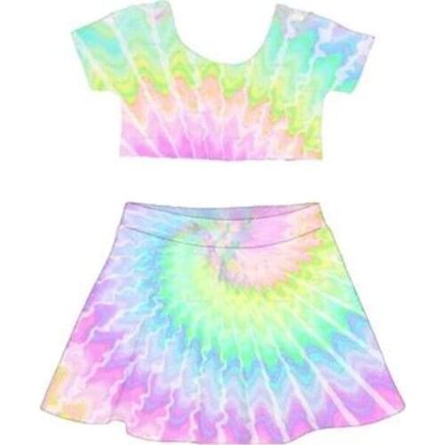 2020 Europe and the United States Summer New Baby Girl Clothes Cotton Short-sleeve Print Girl Suit 2 Pieces Set Crop Top+Skirts