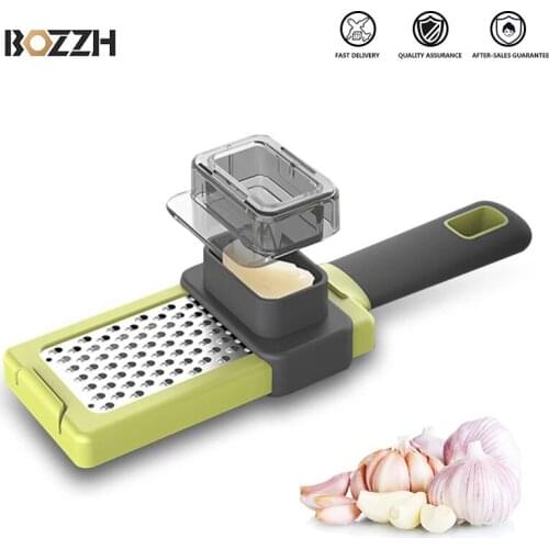 BOZZH New Creative Manual Garlic Presser Stainless Steel Press Crusher Garlic Grinder Slicer Cutter Ginger Kitchen Gadget