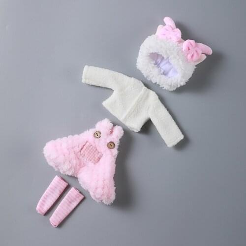Clothes for 1/6 Bjd Doll 28cm Fat Dolls Clothes Suit Dress Up Toys Rabbit/sheep Accessories Gift for Girls Not Include Doll